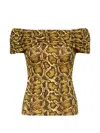 Marine Serre Draped Python-printed Blouse In Green