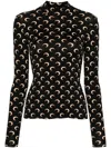 Marine Serre Black Stretch Jersey Moon Top In Black