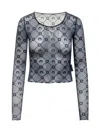 Marine Serre Top With Geometric Pattern And Logo In Navy