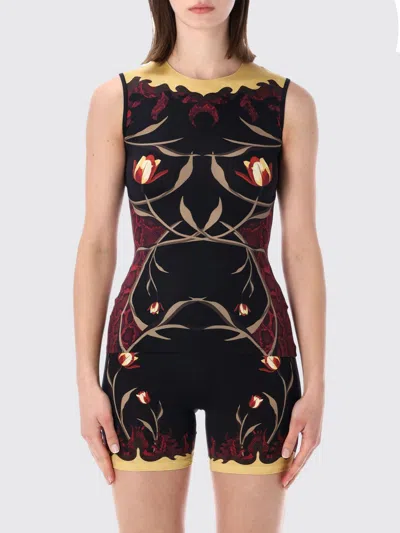 Marine Serre Floral Print Jersey Tank Top In Black