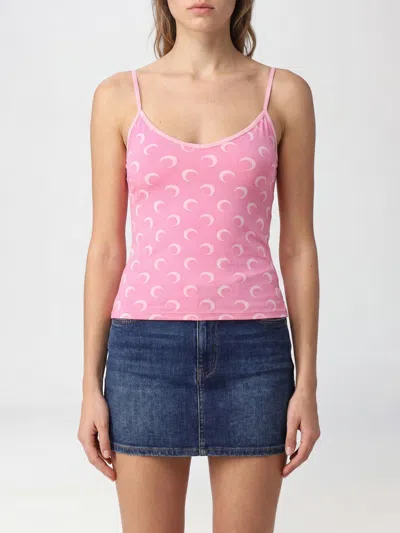Marine Serre Jersey Top With Monogram Motif In Pink