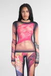 Marine Serre Multicolor Top With Draped Details And All-over Graphic Print In Tech Fabric Woman