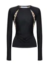 Marine Serre Logo Printed Long Sleeved Panelled Blouse In Black