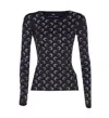 Marine Serre Black Recycled Moon Strass Jersey Second Skin Crewneck T-shirt In Black Strass