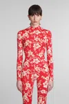 Marine Serre Second Skin Printed Jersey Top In Red