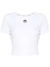 Marine Serre Moon Logo Ribbed Jersey Cut-out T-shirt In White