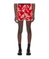 Marine Serre Red Towel Shorts In Red