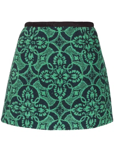 Marine Serre Towels Jacquard Mini Skirt In Grün