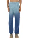Marine Serre Moon Faded Fleece Sweatpants - 100% Cotton Made In Portugal In Blue