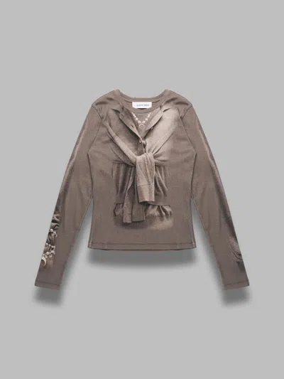 Marine Serre Trompe L'oeil Jersey Ls T-shirt In Neutral