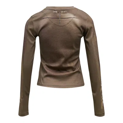 Marine Serre Trompe-l'oeil Knit Jersey Long Sleeve Tee In Brown