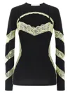 Marine Serre Illusion Effect Fitted Long Sleeve Top In Black