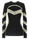 Marine Serre Illusion Effect Fitted Long Sleeve Top In Black