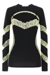 Marine Serre Illusion Effect Fitted Long Sleeve Top In Black