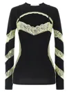 Marine Serre Illusion Effect Fitted Long Sleeve Top In Black