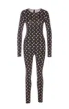 Marine Serre Moon Printed Jersey Catsuit Woman Black And Tan In Black