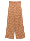Marine Serre Wide-leg Trousers With Elastic Waistband In Dark Camel