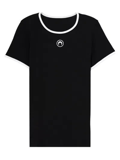 Marine Serre Black Logo Round Neck T-shirt
