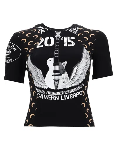 Marine Serre Black Single Graphic Crew Neck T-shirt