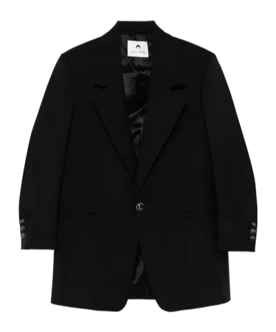 Marine Serre Twill Suit Jacket In Black
