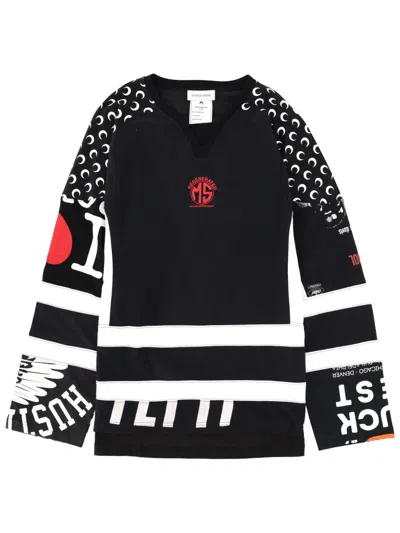 Marine Serre Upcycle Graphic Field Hockey T-shirt In Black