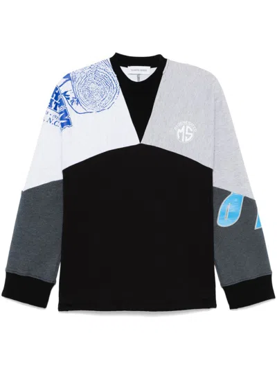 Marine Serre Upcycled Graphic-print Sweatshirt In Black