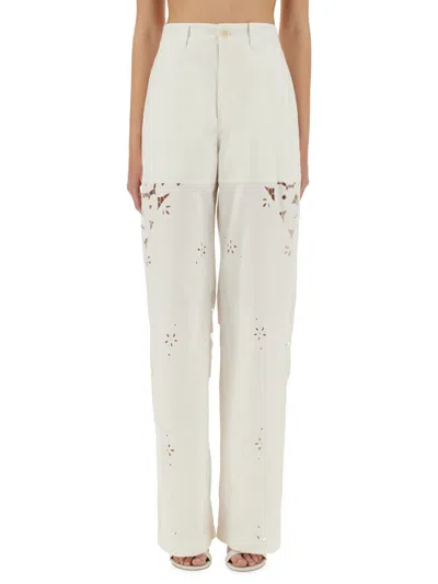 Marine Serre Upcycled Linen Pants In White