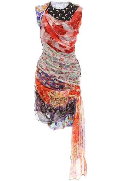 Marine Serre Upcycled-silk Patchwork Dress In Multicolor