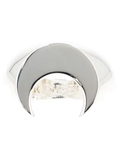 Marine Serre Upcycled Silver Plated Moon Ring In Neutral