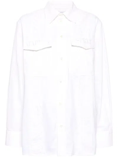 Marine Serre Upcycled Twin Pocket Shirt In White