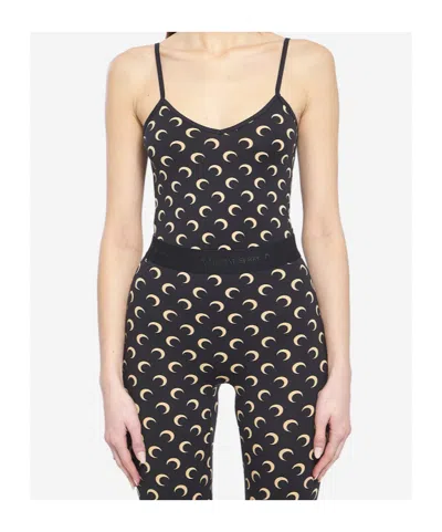 Marine Serre V-neck Halter Top In Black