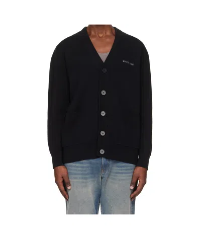 Marine Serre V-neck Knitted Cardigan In Blue