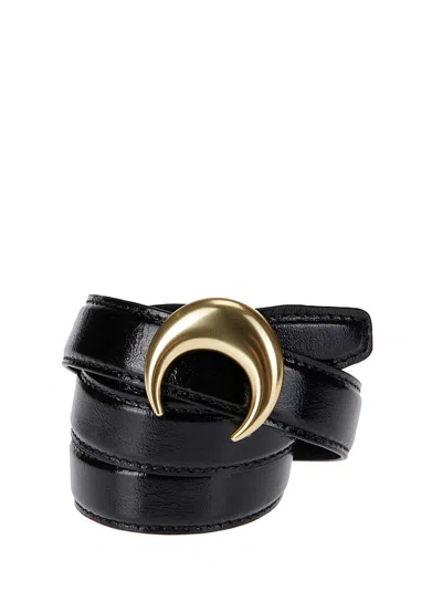 Marine Serre Vegetable Leather Buckle Belt In Black