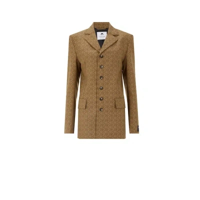Marine Serre Monogram-print Suit Jacket In Brown