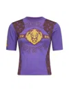 Marine Serre Violet Jersey Regenerated Graphic Baby-fit T-shirt In Purple