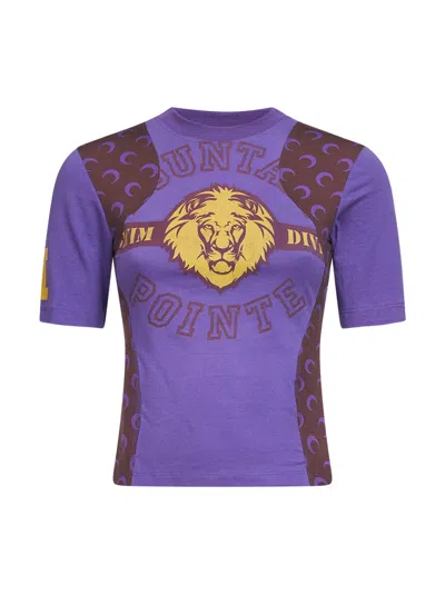 Marine Serre Violet Jersey Regenerated Graphic Baby-fit T-shirt In Purple