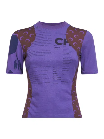 Marine Serre Violet Jersey Regenerated Graphic Baby-fit T-shirt In Purple