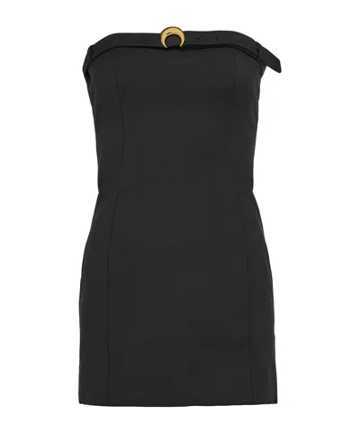 Marine Serre Virgin Wool Twill Mini Dress In Black