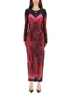 Marine Serre Red Printed Jersey Wet Nuisette Long Dress In Red