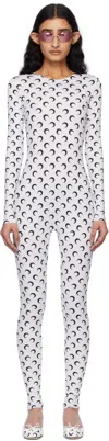 Marine Serre White & Black Recycled Jersey Moon Catsuit In Wh00 Optical White
