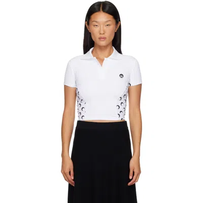 Marine Serre White Athleisure Short Sleeve Polo In Wh00 Optical White