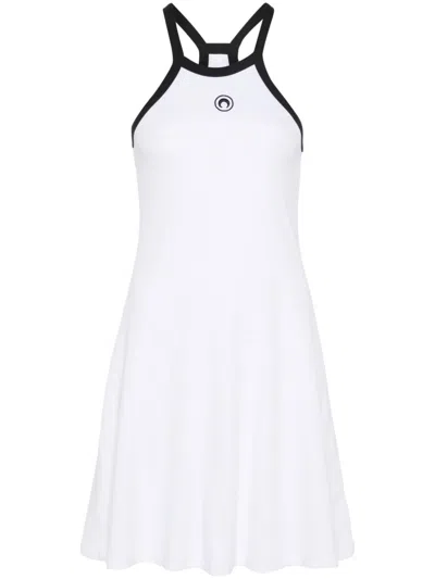 Marine Serre White Crescent Moon Embroidered Mini Dress