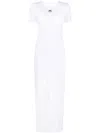 MARINE SERRE WHITE CRESCENT MOON RIBBED DRESS
