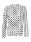 Marine Serre White Crewneck Top With All-over Moon Print In Tech Fabric Stretch Woman