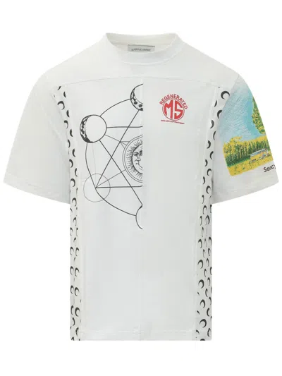 MARINE SERRE MEN WHITE GRAPHIC CREW NECK T-SHIRT, XS LUXURY T-SHIRTS FOR MEN DARVEYS