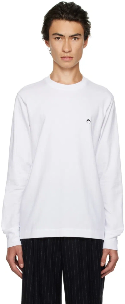 Marine Serre White Graphic Long Sleeve T-shirt In 01 White