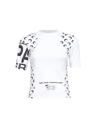 Marine Serre White Jersey Regenerated Graphic Baby-fit T-shirt