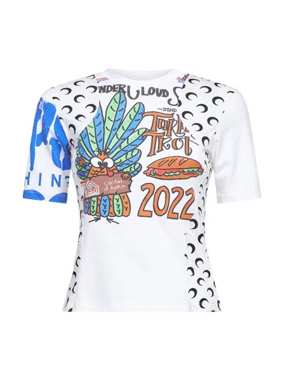 Marine Serre Short-sleeved Printed T-shirt In White