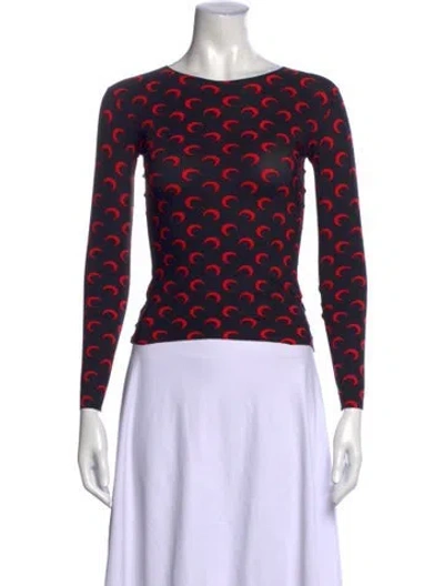 Pre-owned Marine Serre White Line Graphic Print Top In Black