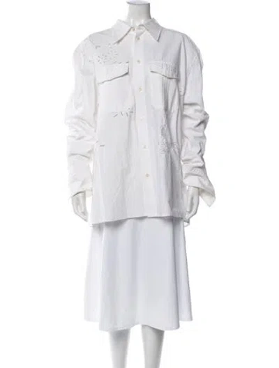 Pre-owned Marine Serre White Line Linen Button-up Top